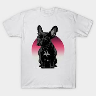 Black Bitmap French Bulldog T-Shirt